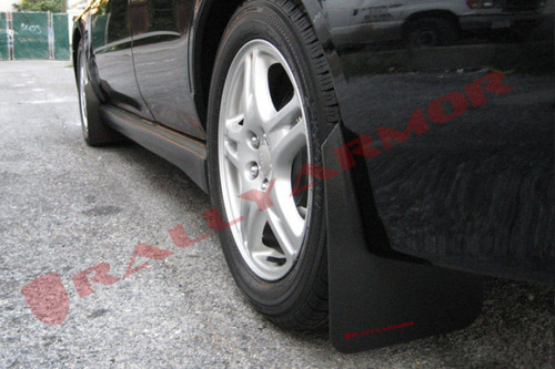 Rally Armor 02-07 Subaru WRX/STI/RS/2.5i (Wagons Req. Mod.) Basic Black Mud Flap w/Red Logo - MF1-BAS-RD