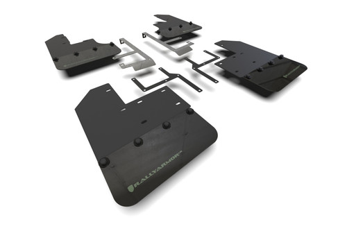 Rally Armor 19-24 Jeep JT Gladiator (Mojave/Rubicon) Black Mud Flap w/Army Green Logo - MF104-BLK-AGN