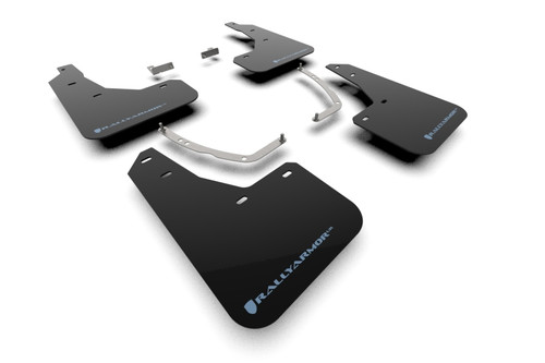 Rally Armor 2025 Hyundai Ioniq 5 PE Black UR Mud Flap w/ Performance Blue Logo - MF137-UR-BLK-PBL