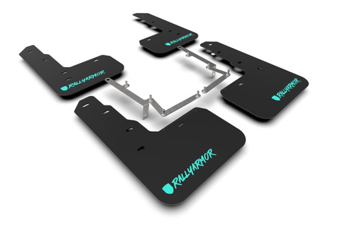 Rally Armor 17-22 Honda Civic Type R Black UR Mud Flap Altered Font Teal Logo - MF47-UR-BLK/TL-X