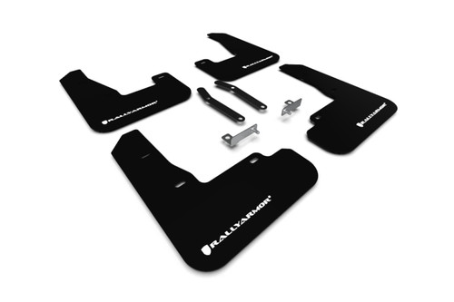 Rally Armor 19-21 Hyundai Elantra GT N Line/i30 Black UR Mud Flap w/White Logo - MF59-UR-BLK/WH