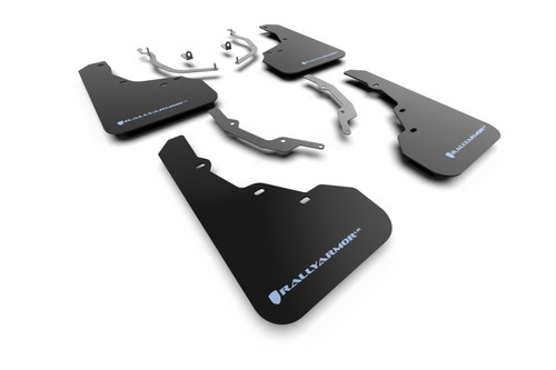 Rally Armor 22-25 Hyundai Santa Cruz Black Mud Flap w/Light Blue Logo - MF78-UR-BLK-ABL