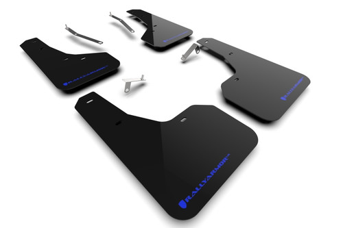 Rally Armor 22-24 Subaru Forester &amp; Wilderness Black UR Mud Flap w/Blue Logo - MF82-UR-BLK/BL