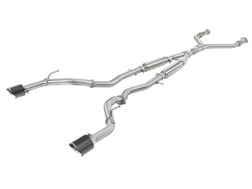 aFe POWER Takeda 2.5in 304 SS CB Exhaust w/ Carbon Fiber Tips 17-19 Infiniti Q60 V6-3.0L (tt) - 49-36134NM-C