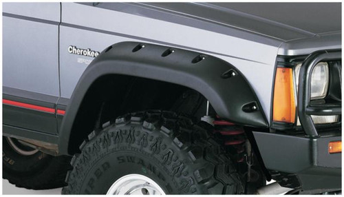 Bushwacker 84-01 Jeep Cherokee Cutout Style Flares 2pc Fits 4-Door Sport Utility Only - Black - 10035-07