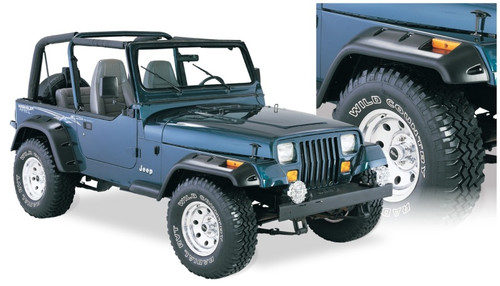 Bushwacker 87-95 Jeep Wrangler Cutout Style Flares 4pc Cutting Optional Not Renegade - Black - 10909-07