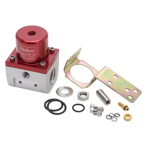 Edelbrock Fuel Pressure Regulator EFI 180 GPH 35-90 PSI -10In/Out -6 Return Red/Clear - 174021