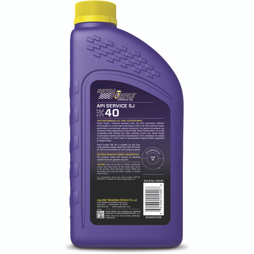 Royal Purple Premium Synthetic High Performance Straight-Grade SAE 40 Motor Oil - 1 Quart - 06040