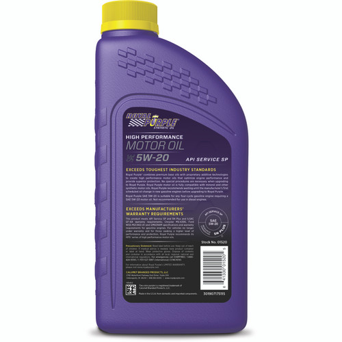 Royal Purple Premium Synthetic High Performance Multi-Grade 5W-20 Motor Oil - 1 Quart - 06520