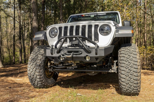 Rugged Ridge HD Bumper Stubby Front 07-18 Jeep Wrangler JK 18-20 Jeep Wrangler JL 2020 JT - 11540.32