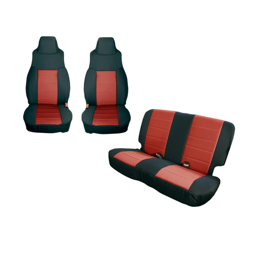 Rugged Ridge Seat Cover Kit Black/Red 97-02 Jeep Wrangler TJ - 13292.53