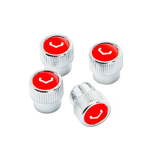 Vossen Classic V Valve Stem Cap Set - Chrome/Red - ST-VALVE-STEM CAP-3 Photo - Primary