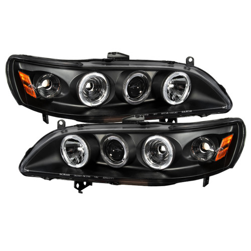 Spyder Honda Accord 98-02 1PC Projector Headlights LED Halo Amber Reflector Blk PRO-YD-HA98-AM-BK - 5010728