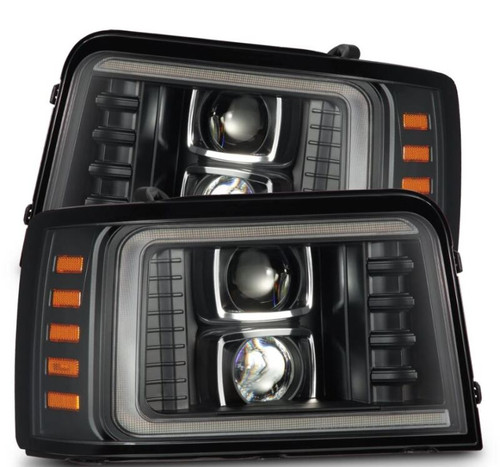 AlphaRex 92-96 Ford F-Series/Bronco LUXX-Series Proj Headlights Blk w/Actv Light SeqSig & SBDRL - 880268 Photo - Primary