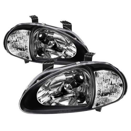 xTune Honda Del Sol 93-97 1Pc Crystal Headlights Black HD-ON-HDEL93-1P-BK - 5014207