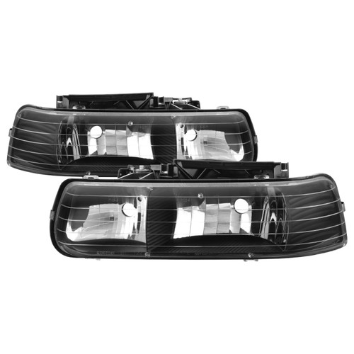 xTune Chevy Tahoe 00-06 Amber Crystal Headlights Black HD-JH-CSIL99-BK - 5064240