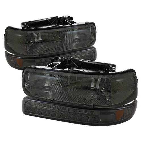 xTune Chevy Tahoe 00-06 Headlights w/ LED Bumper Lights Amber Smoke HD-JH-CSIL99-LED-SET-SM - 5069481