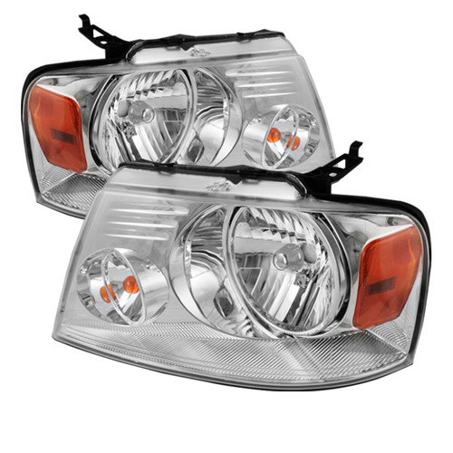 xTune Ford F150 04-08 Amber Crystal Headlights Chrome HD-JH-FF15004-AM-C - 5069825