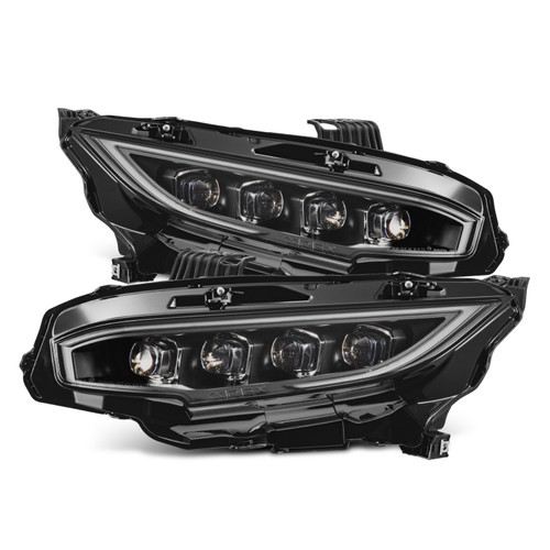 AlphaRex 16-21 Honda Civic NOVA-Series LED Proj Headlights Blk w/Activation Light & Seq.Sig / SB DRL - 880491 Photo - Primary