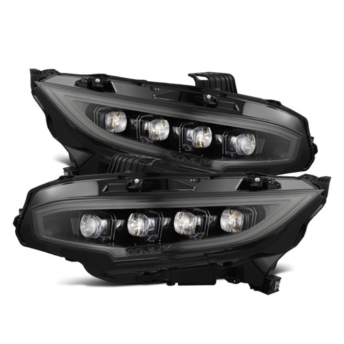 AlphaRex 16-21 Honda Civic NOVA-Series LED Proj Headlights Alpha-Black w/Actv Lgt & Seq.Sig / SB DRL - 880492 Photo - Primary