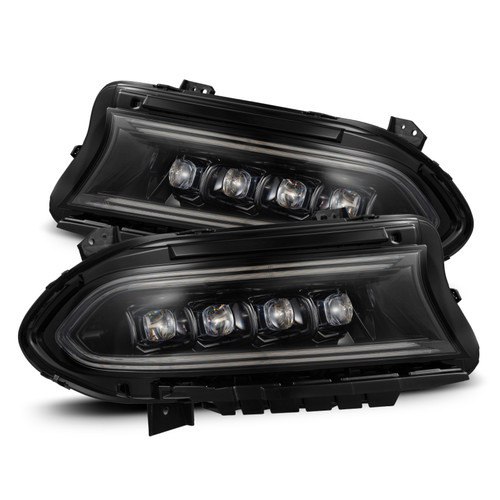 AlphaRex 15-23 Dodge Charger NOVA LED Proj Headlights Alpha-Blk w/Actv Light & Seq.Sig / SB DRL - 880500 Photo - Primary