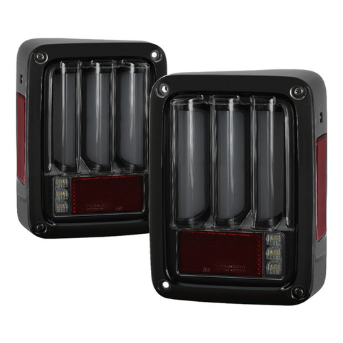 Spyder 07-16 Jeep Wrangler Version 2 Light Bar LED Tail Lights - Smoke (ALT-YD-JWA07V2-LBLED-BSM) - 5084781