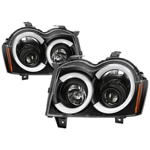 Spyder 05-07 Jeep Grand Cherokee - Light Bar Projector Headlights - Black - PRO-YD-JGC05V2-LB-BK - 5086129