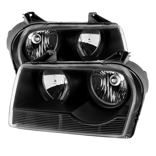 xTune Chrysler 300 05-08 Halogen Non-Projection Style Only Crystal Headlights Black HD-JH-C305-HA-BK - 9026423