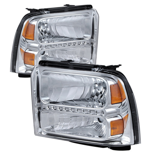 xTune Ford F250/350/450 Super Duty 05-07 Crystal Headlights w/ LED Chrome HD-JH-FS05-LED-C - 9026973