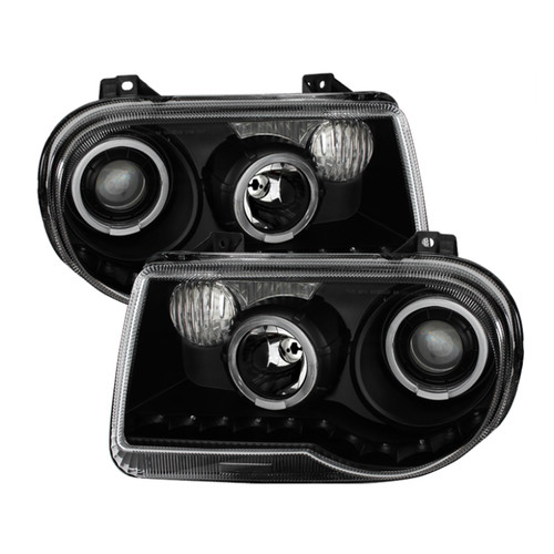 xTune Chrysler 300C 05-10 ( Not 300 ) Halo Projector Headlights Black PRO-JH-C300C-LED-BK - 9027734