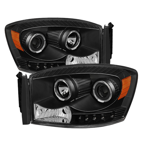 xTune Dodge Ram 1500 06-08 / Ram 2500/3500 06-09 Halo Projector Headlights Black PRO-JH-DR06-LED-BK - 9028328