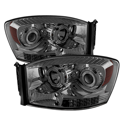 xTune Dodge Ram 1500 06-08 / Ram 2500/3500 06-09 Halo Projector Headlights Smoked PRO-JH-DR06-LED-SM - 9028342