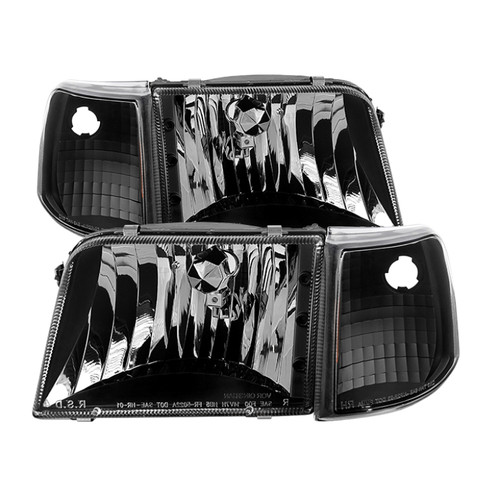 xTune Ford Ranger 93-97 Crystal Headlights w/ Corner Lights 4pcs Sets Black HD-JH-FR93-SET-BK - 9029363
