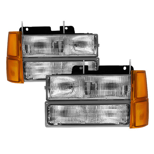 xTune Chevy Suburban 94-98 Headlights w/ Corner & Parking Lights 8pcs - OEM HD-JH-CCK94-OE-C-SET - 9034428