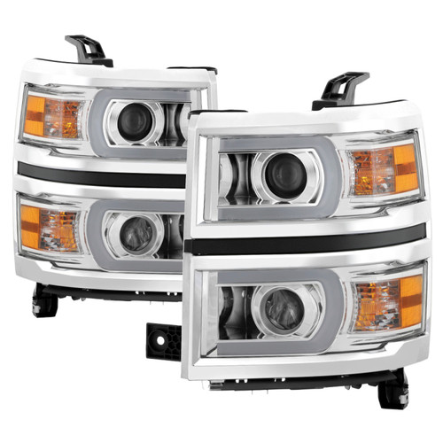 xTune Chevy Silverado 1500 14-15 Projector Headlights Light Bar DRL Chrome PRO-JH-CS14-LBDRL-C - 9034985