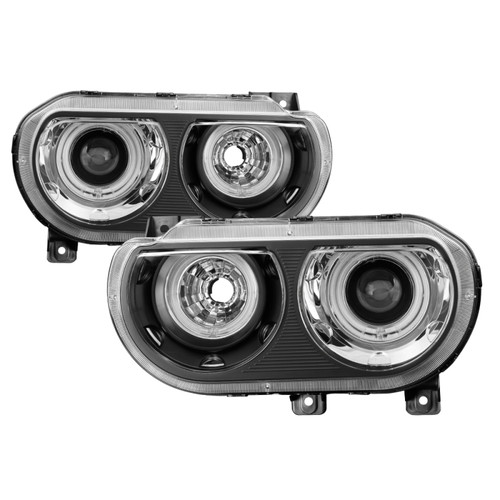 xTune Dodge Challenger 08-14 Halogen Only Halo Projector Headlights Black PRO-JH-DCHAL08-HA-BK - 9039249