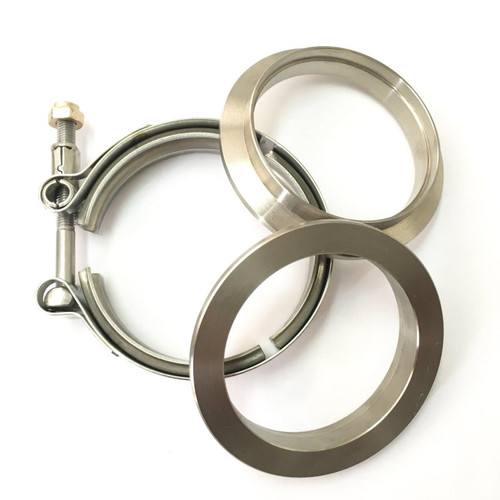 Ticon Industries 2.5in Titanium V-Band Clamp Assembly (2 Flanges/1 Clamp) - 103-06310-0002