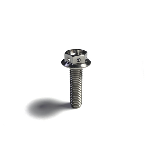 Ticon Industries Titanium Bolt Flanged M8x15x1.25TP 12mm 6pt Head Drilled - 126-00514-0515
