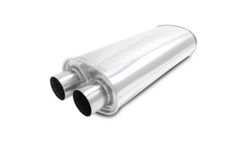 Vibrant Streetpower Oval Muffler 2.50in Dual Inlet/Outlet 18in Body Length - 10538