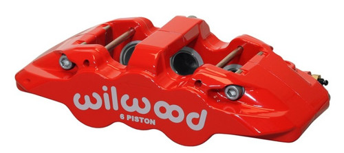 Wilwood Caliper-Aero6-R/H - Red 1.62/1.12/1.12in Pistons 1.25in Disc - 120-13289-RD