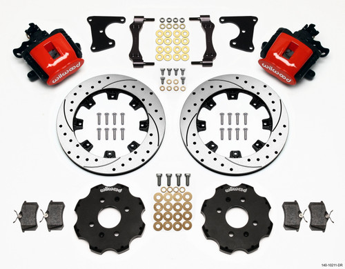 Wilwood Combination Parking Brake Rear Kit 12.19in Drilled Red Civic / Integra Drum 2.71 Hub Offset - 140-10211-DR