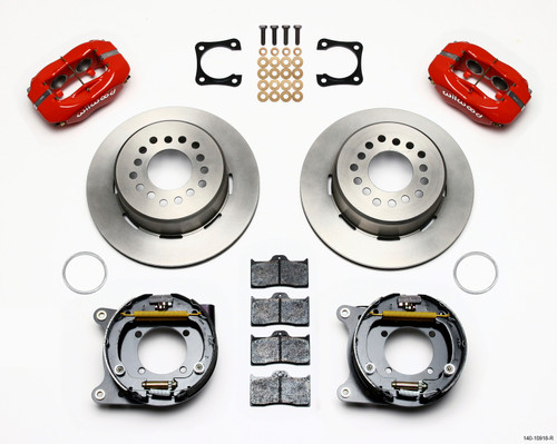 Wilwood Forged Dynalite P/S Park Brake Kit Red Chevy 12 Bolt-Spec 3.15in Brng Stggrd mt - 140-10918-R