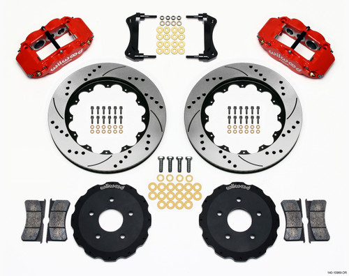 Wilwood Narrow Superlite 6R Front Hat Kit 14.00in Drill Red Backdraft Cobra (BMW E36 Based) - 140-10969-DR