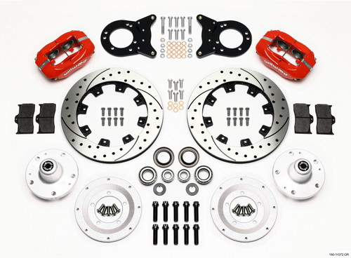 Wilwood Forged Dynalite Front Kit 12.19in Drill Red 1965-1969 Mustang Disc & Drum Spindle - 140-11072-DR