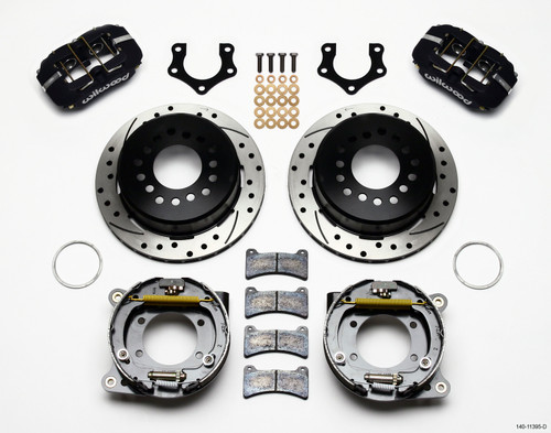 Wilwood Dynapro Low-Profile 11.00in P-Brake Kit Drilled Mopar/Dana 2.36in Off w/Snap Ring Brng - 140-11395-D