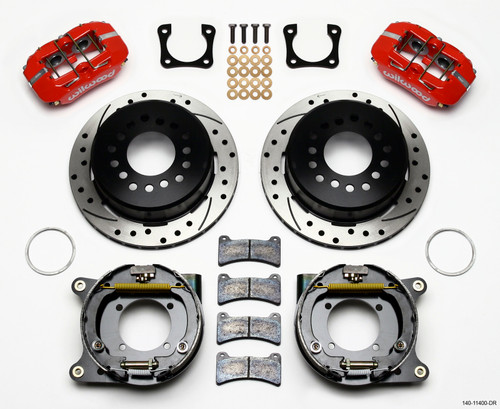 Wilwood Dynapro Low-Profile 11.00in P-Brake Kit Drill-Red Chevy 12 Bolt Spcl 2.81in Off Stag Mount - 140-11400-DR