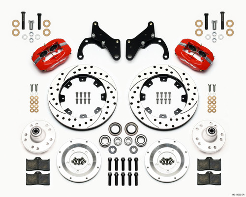 Wilwood Forged Dynalite Front Kit 12.19in Drilled Red 65-68 Chevy Impala -Drum Spindle - 140-12022-DR