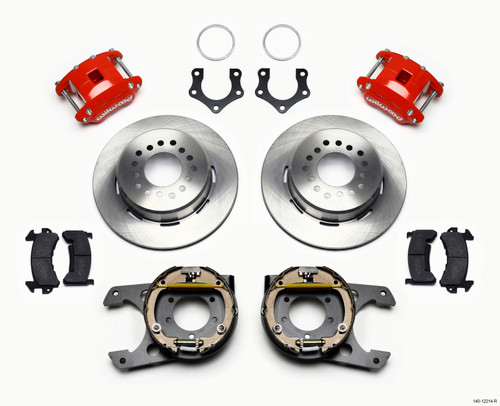 Wilwood D154 P/S Park Brake Kit Red Mopar/Dana 2.36in Off w/Snap Ring Brng - 140-12214-R