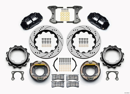 Wilwood Narrow Superlite 4R Rear P-Brk Kit 14.00in Drilled Strange Eng Floater 3.49in Offset - 140-12436-D