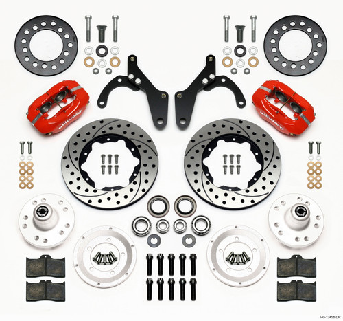 Wilwood Forged Dynalite Front Kit 11.00in Drill-Red 59-64 Chevy Impala / 63-64 Corvette - 140-12458-DR